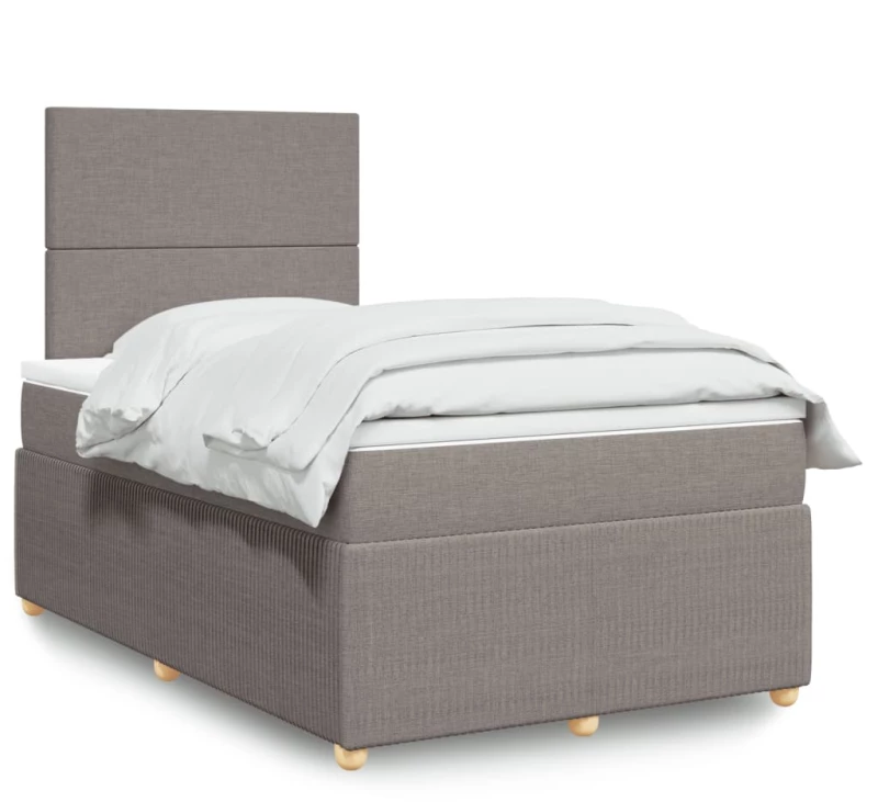 vidaXL Κρεβάτι Boxspring με Στρώμα Taupe 120x190 εκ. Υφασμάτινο