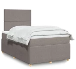vidaXL Κρεβάτι Boxspring με Στρώμα Taupe 120x190 εκ. Υφασμάτινο