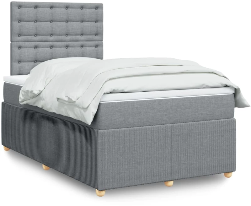 vidaXL Κρεβάτι Boxspring με Στρώμα Ανοιχτό Γκρι 120x190 εκ. Υφασμάτινο