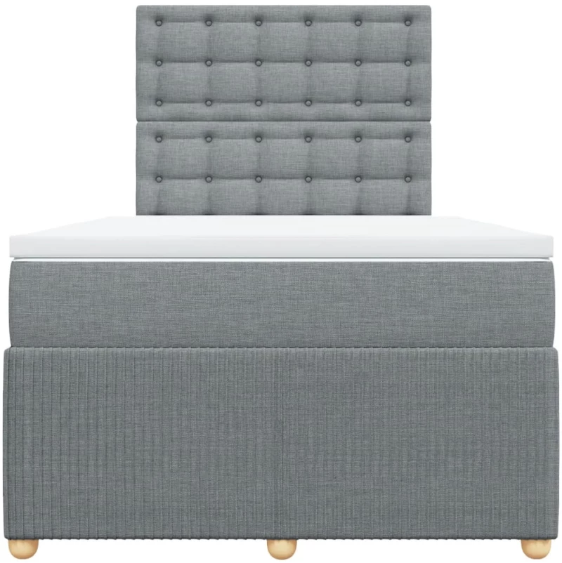 vidaXL Κρεβάτι Boxspring με Στρώμα Ανοιχτό Γκρι 120x190 εκ. Υφασμάτινο