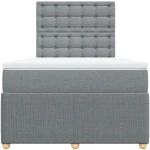 vidaXL Κρεβάτι Boxspring με Στρώμα Ανοιχτό Γκρι 120x190 εκ. Υφασμάτινο