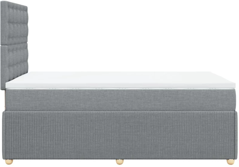 vidaXL Κρεβάτι Boxspring με Στρώμα Ανοιχτό Γκρι 120x190 εκ. Υφασμάτινο