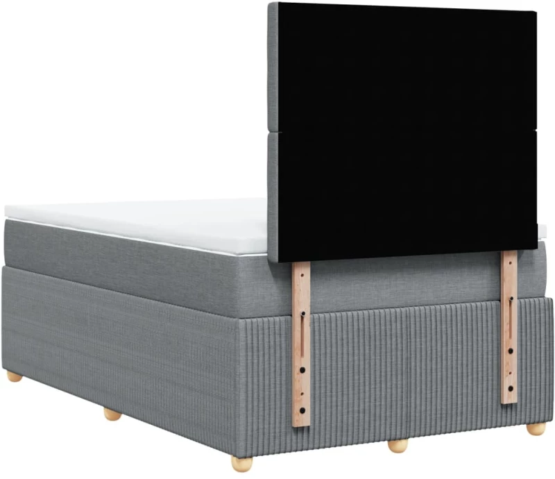 vidaXL Κρεβάτι Boxspring με Στρώμα Ανοιχτό Γκρι 120x190 εκ. Υφασμάτινο
