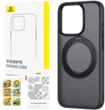 Phone Case with Stand Baseus SkyRing 360° for iP 15 +tempered-glass and cleaning kit (black)