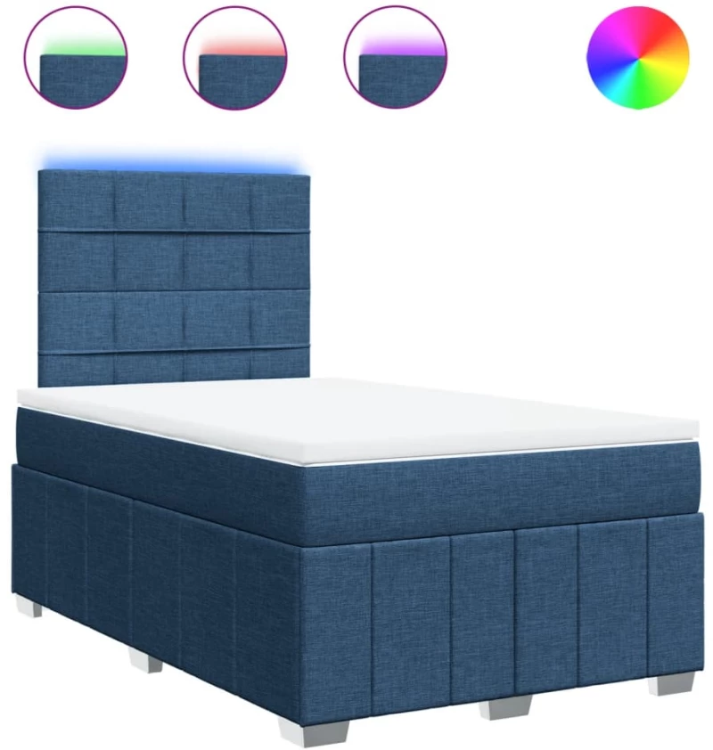 vidaXL Κρεβάτι Boxspring με Στρώμα Μπλε 120x190 εκ. Υφασμάτινο