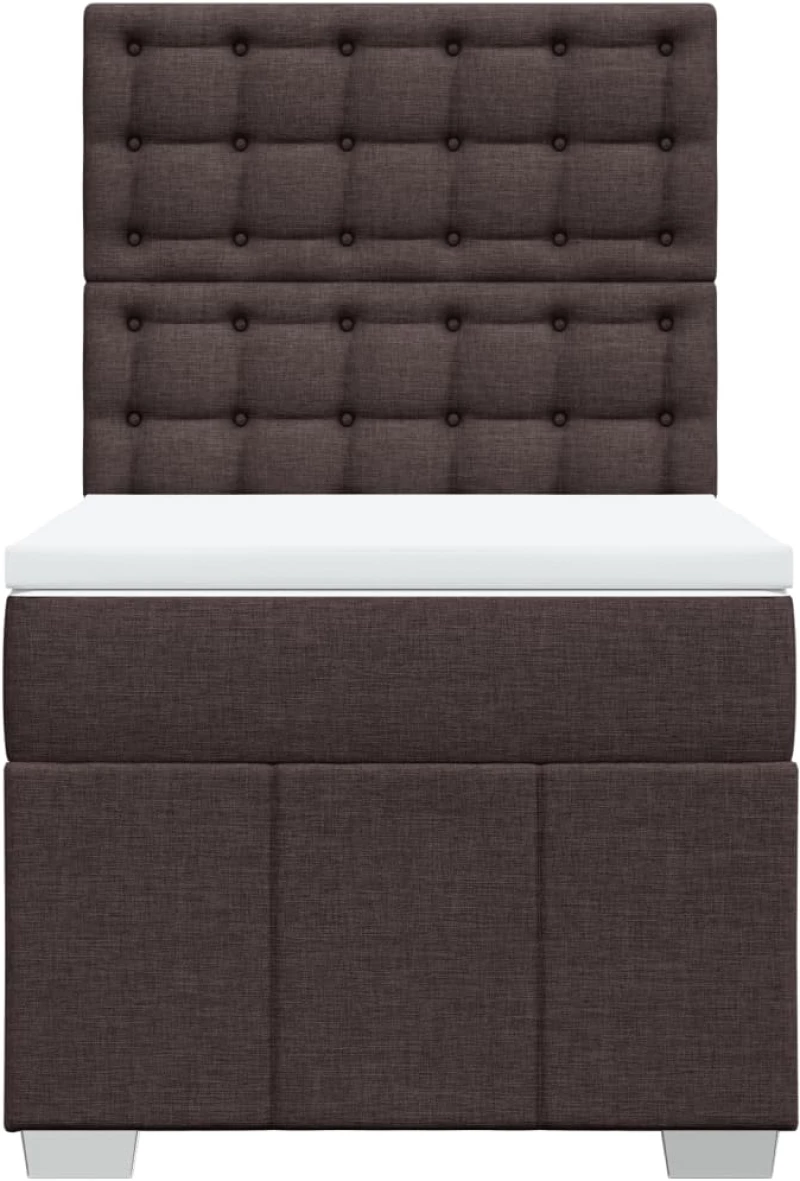 vidaXL Κρεβάτι Boxspring με Στρώμα Σκούρο Καφέ 100x200 εκ. Υφασμάτινο
