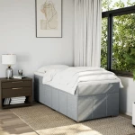 vidaXL Κρεβάτι Boxspring με Στρώμα Ανοιχτό Γκρι 90x200 εκ. Υφασμάτινο