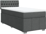 vidaXL Κρεβάτι Boxspring με Στρώμα Σκούρο Γκρι 90x190 εκ. Υφασμάτινο