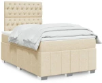 vidaXL Κρεβάτι Boxspring με Στρώμα Κρεμ 120x190 εκ. Υφασμάτινο
