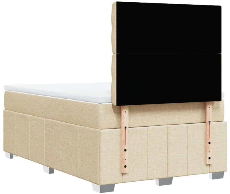 vidaXL Κρεβάτι Boxspring με Στρώμα Κρεμ 120x190 εκ. Υφασμάτινο