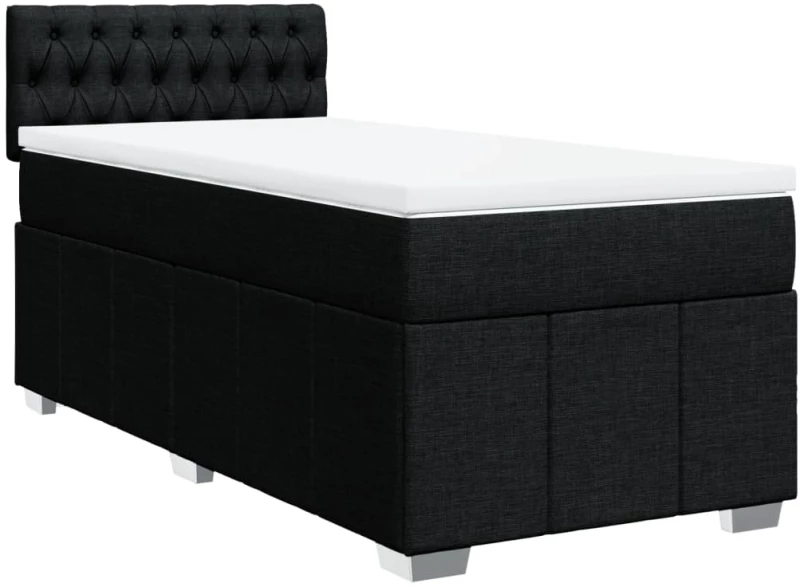 vidaXL Κρεβάτι Boxspring με Στρώμα Μαύρο 80 x 200 εκ. Υφασμάτινο