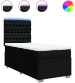 vidaXL Κρεβάτι Boxspring με Στρώμα Μαύρο 100 x 200 εκ. Υφασμάτινο