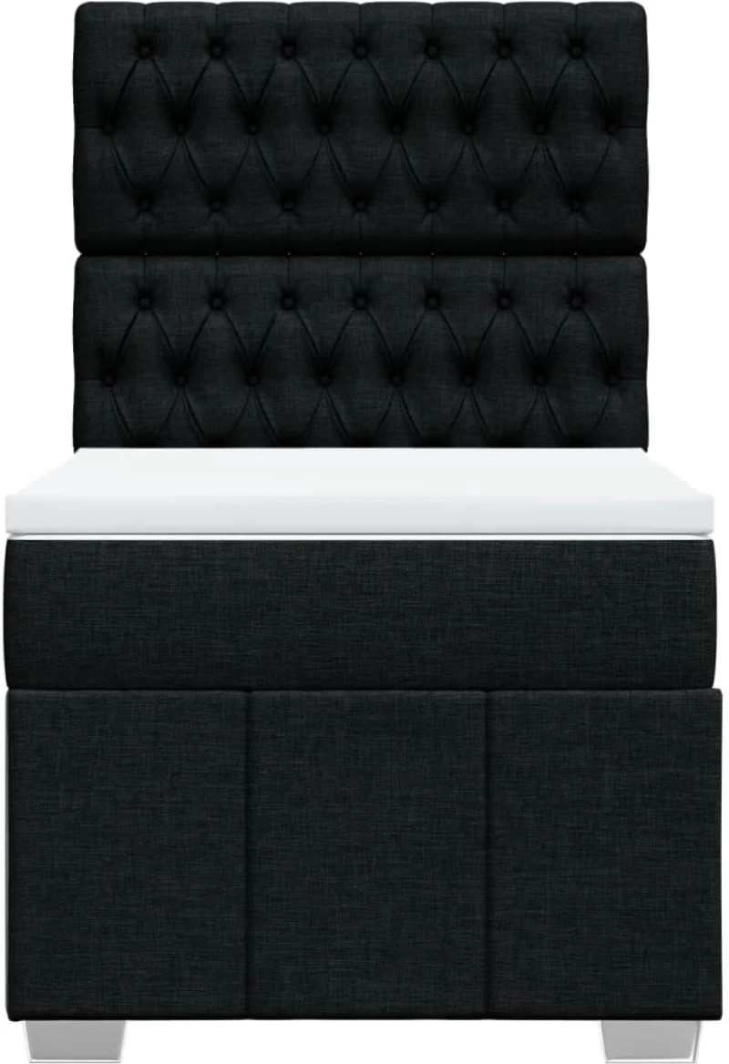 vidaXL Κρεβάτι Boxspring με Στρώμα Μαύρο 100 x 200 εκ. Υφασμάτινο