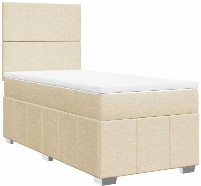 vidaXL Κρεβάτι Boxspring με Στρώμα Κρεμ 80 x 200 εκ. Υφασμάτινο