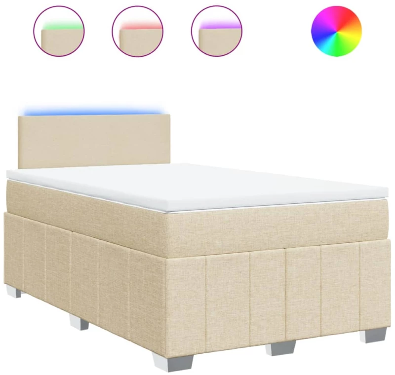 vidaXL Κρεβάτι Boxspring με Στρώμα Κρεμ 120x190 εκ. Υφασμάτινο