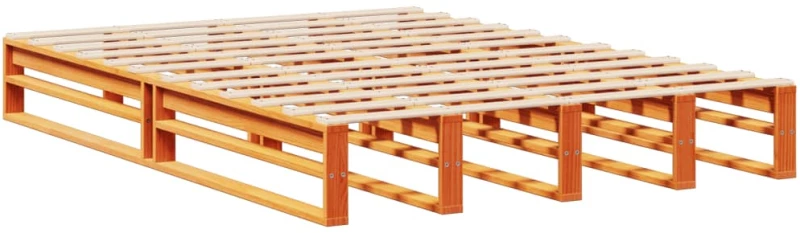 vidaXL Κρεβάτι Βιβλιοθήκη Χωρίς Στρώμα Καφέ 135x190 εκ Μασίφ Πεύκο