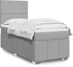 vidaXL Κρεβάτι Boxspring με Στρώμα Ανοιχτό Γκρι 90x200 εκ. Υφασμάτινο