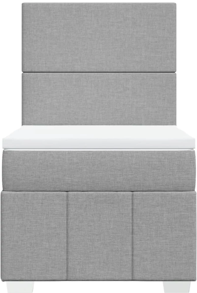 vidaXL Κρεβάτι Boxspring με Στρώμα Ανοιχτό Γκρι 90x200 εκ. Υφασμάτινο