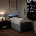 vidaXL Κρεβάτι Boxspring με Στρώμα Ανοιχτό Γκρι 90x200 εκ. Υφασμάτινο