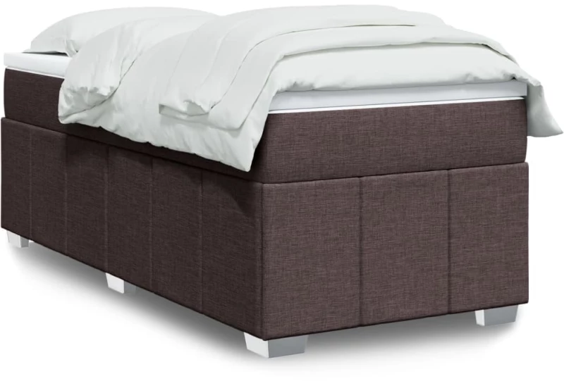 vidaXL Κρεβάτι Boxspring με Στρώμα Σκούρο Καφέ 100x200 εκ. Υφασμάτινο