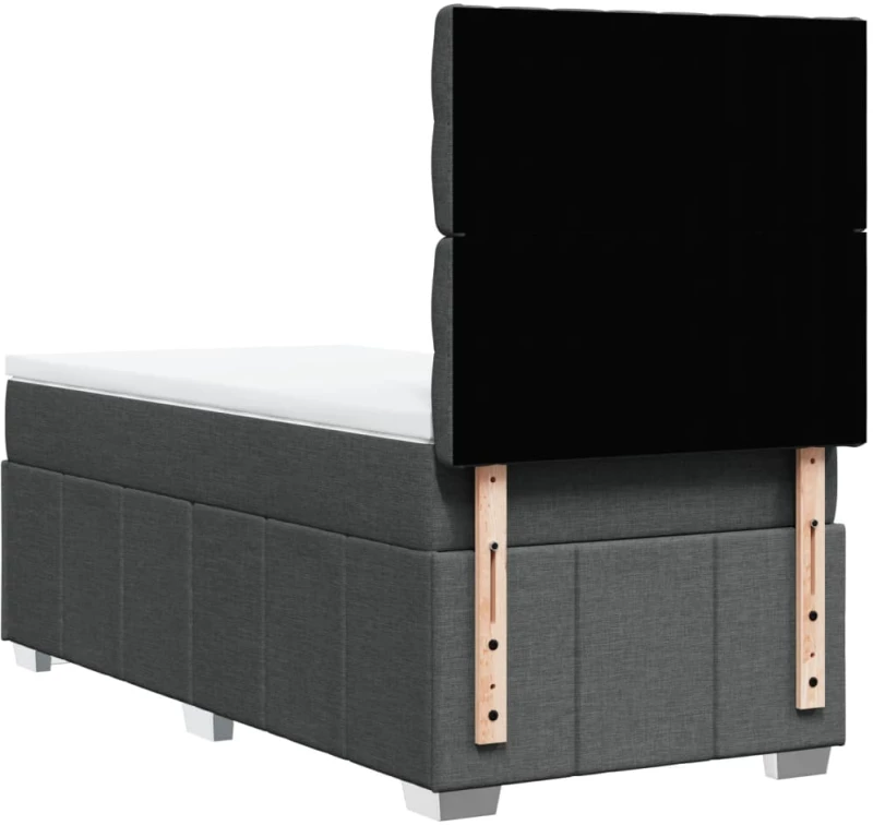 vidaXL Κρεβάτι Boxspring με Στρώμα Σκούρο Γκρι 90x190 εκ. Υφασμάτινο