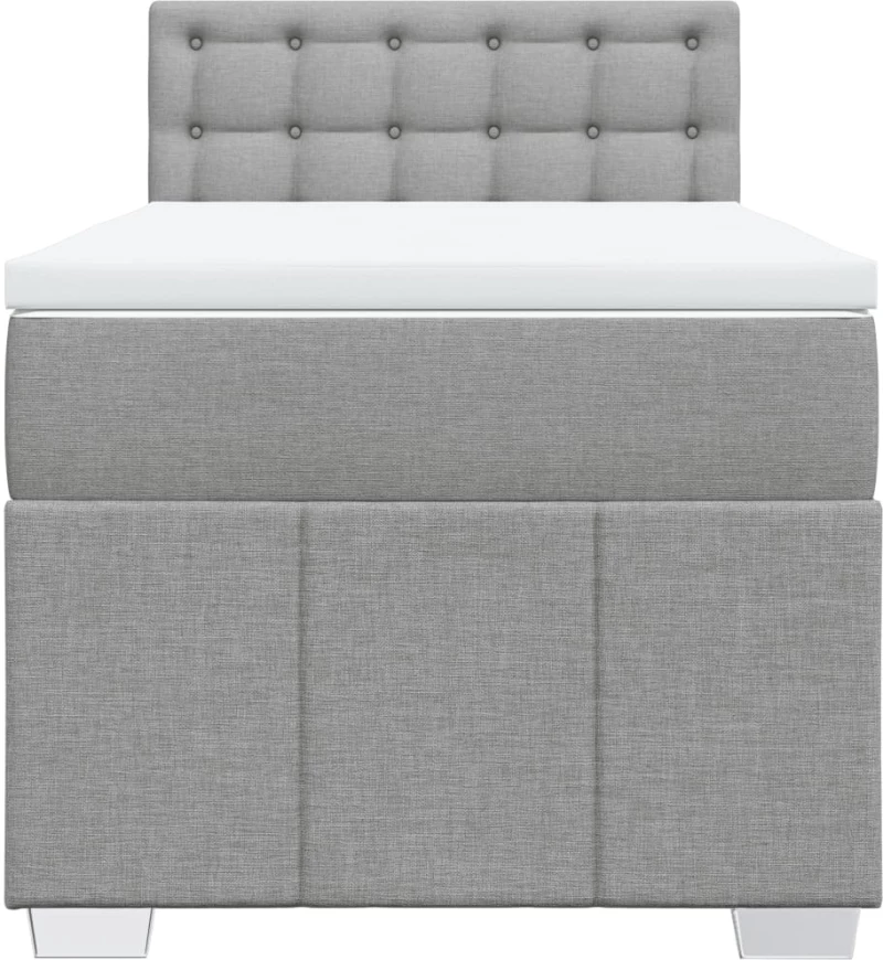 vidaXL Κρεβάτι Boxspring με Στρώμα Ανοιχτό Γκρι 100x200 εκ. Υφασμάτινο