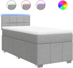vidaXL Κρεβάτι Boxspring με Στρώμα Ανοιχτό Γκρι 100x200 εκ. Υφασμάτινο