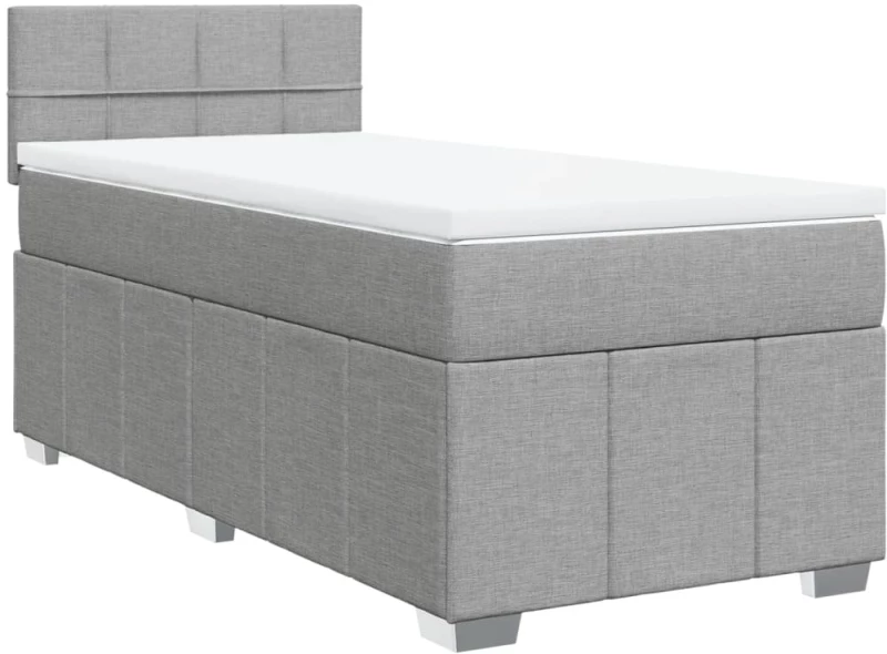 vidaXL Κρεβάτι Boxspring με Στρώμα Ανοιχτό Γκρι 100x200 εκ. Υφασμάτινο