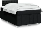 vidaXL Κρεβάτι Boxspring με Στρώμα Μαύρο 120x190 εκ. Υφασμάτινο