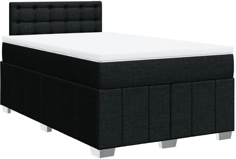 vidaXL Κρεβάτι Boxspring με Στρώμα Μαύρο 120x190 εκ. Υφασμάτινο