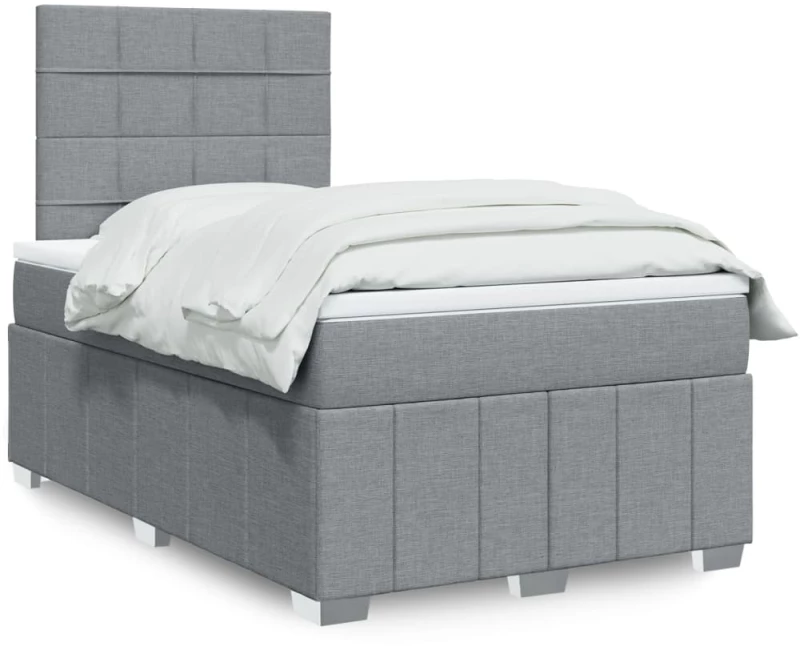 vidaXL Κρεβάτι Boxspring με Στρώμα Ανοιχτό Γκρι 120x190 εκ. Υφασμάτινο