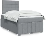 vidaXL Κρεβάτι Boxspring με Στρώμα Ανοιχτό Γκρι 120x190 εκ. Υφασμάτινο