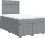 vidaXL Κρεβάτι Boxspring με Στρώμα Ανοιχτό Γκρι 120x190 εκ. Υφασμάτινο