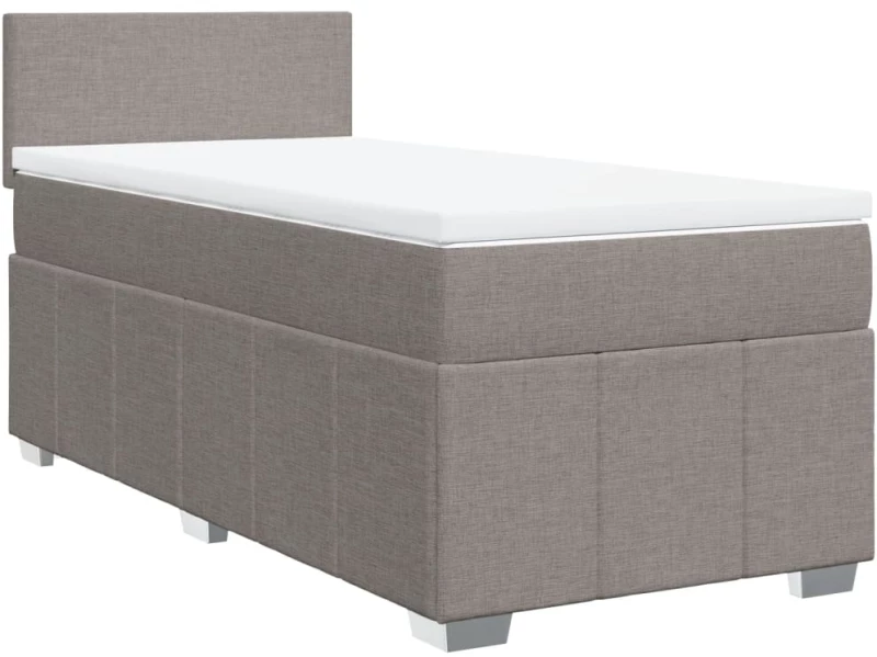 vidaXL Κρεβάτι Boxspring με Στρώμα Taupe 100 x 200 εκ. Υφασμάτινο