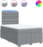 vidaXL Κρεβάτι Boxspring με Στρώμα Ανοιχτό Γκρι 120x190 εκ. Υφασμάτινο