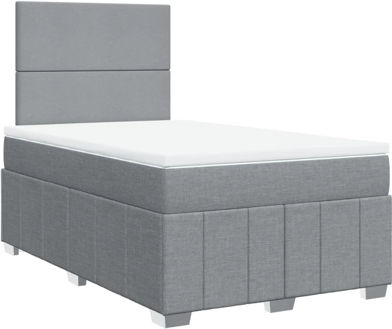 vidaXL Κρεβάτι Boxspring με Στρώμα Ανοιχτό Γκρι 120x190 εκ. Υφασμάτινο
