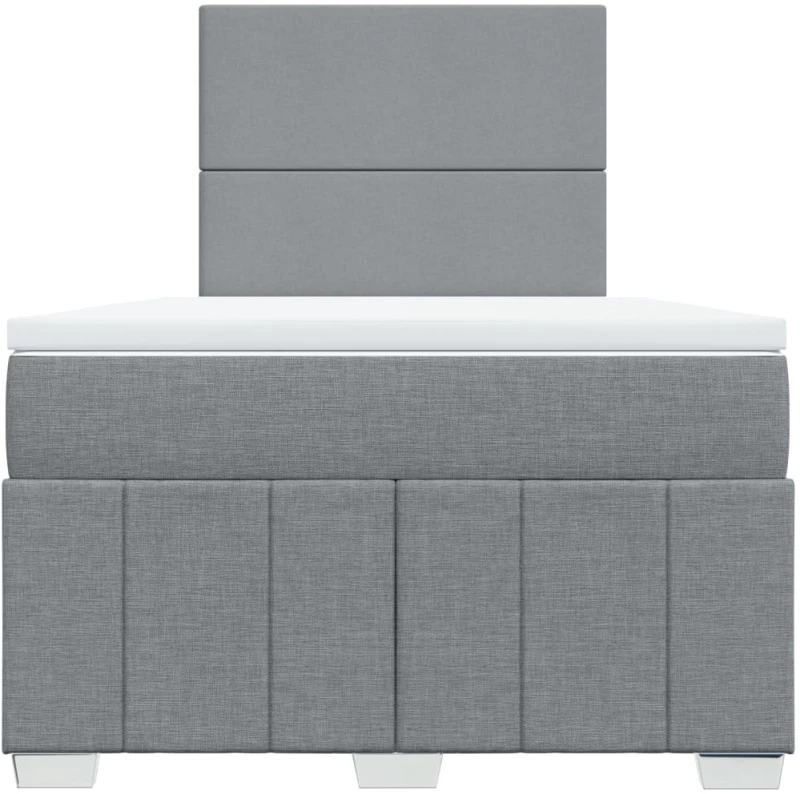 vidaXL Κρεβάτι Boxspring με Στρώμα Ανοιχτό Γκρι 120x190 εκ. Υφασμάτινο