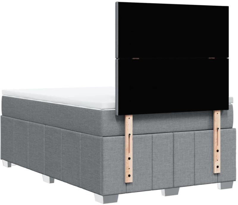vidaXL Κρεβάτι Boxspring με Στρώμα Ανοιχτό Γκρι 120x190 εκ. Υφασμάτινο