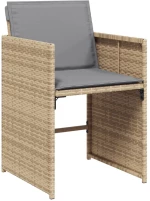 vidaXL Σετ Τραπεζαρίας Κήπου 11 τεμ. Μπεζ Συνθετικό Ρατάν με Μαξιλάρια