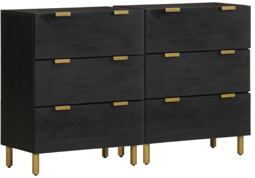 vidaXL Ντουλάπι 2 τεμ. Μαύρο 60x33x75 εκ. από Επεξεργασμένο Ξύλο