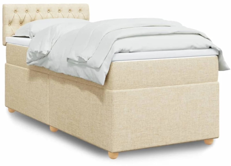 vidaXL Κρεβάτι Boxspring με Στρώμα Κρεμ 80 x 200 εκ. Υφασμάτινο