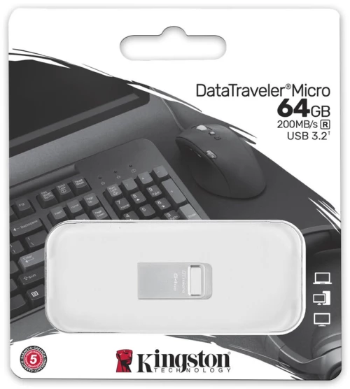 Στικάκι USB Kingston DTMC3G2/64GB Μπρελόκ-αλυσίδα Ασημί Μαύρο 64 GB