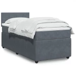 vidaXL Κρεβάτι Boxspring με Στρώμα Σκούρο Γκρι 100x200 εκ. Βελούδινο