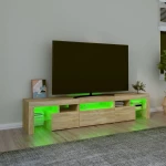 vidaXL Έπιπλο Τηλεόρασης με LED Sonoma Δρυς 200x36,5x40 εκ.