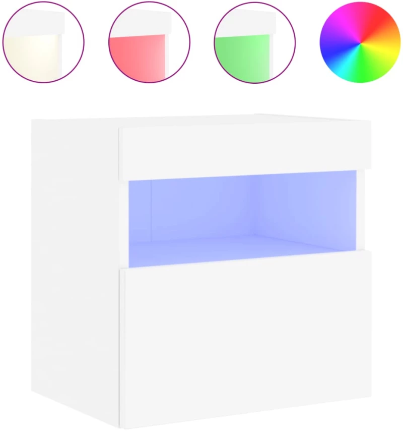 vidaXL Έπιπλα Τοίχου Τηλεόρασης με LED 2 Τεμ. Λευκά 40x30x40 εκ.