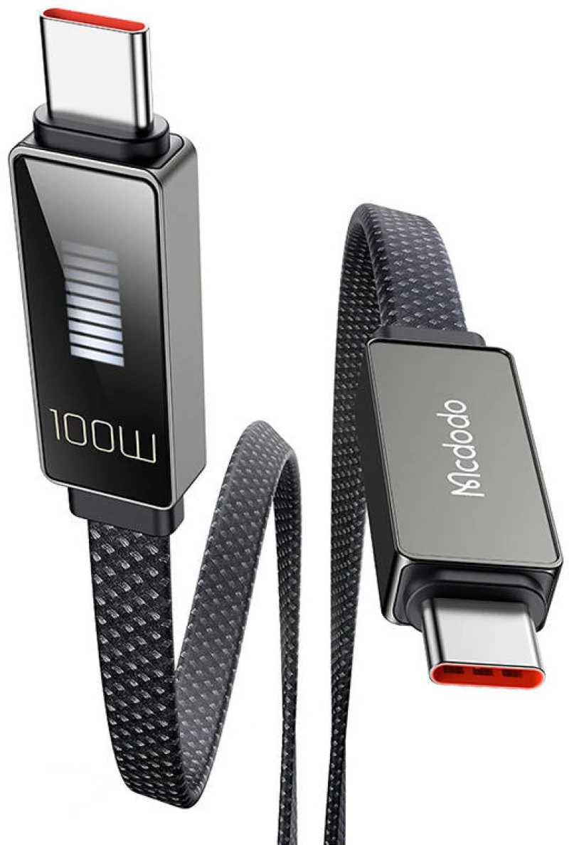 Kabel Mcdodo CA-4470 USB-C do USB-C z wyświetlaczem 100W 1.2m (czarny)
