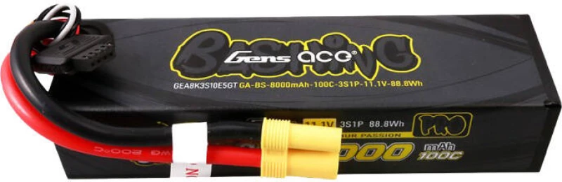 Gens ace G-Tech 8000mAh 11.1V 100C 3S1P Lipo Battery Pack with EC5-Bashing Series