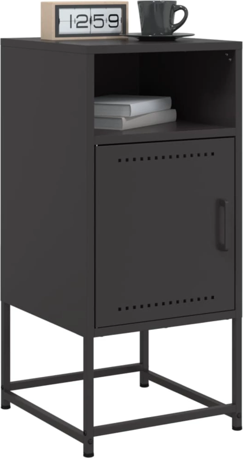 vidaXL Κομοδίνο Μαύρο 36x39x78 εκ. από Χάλυβα