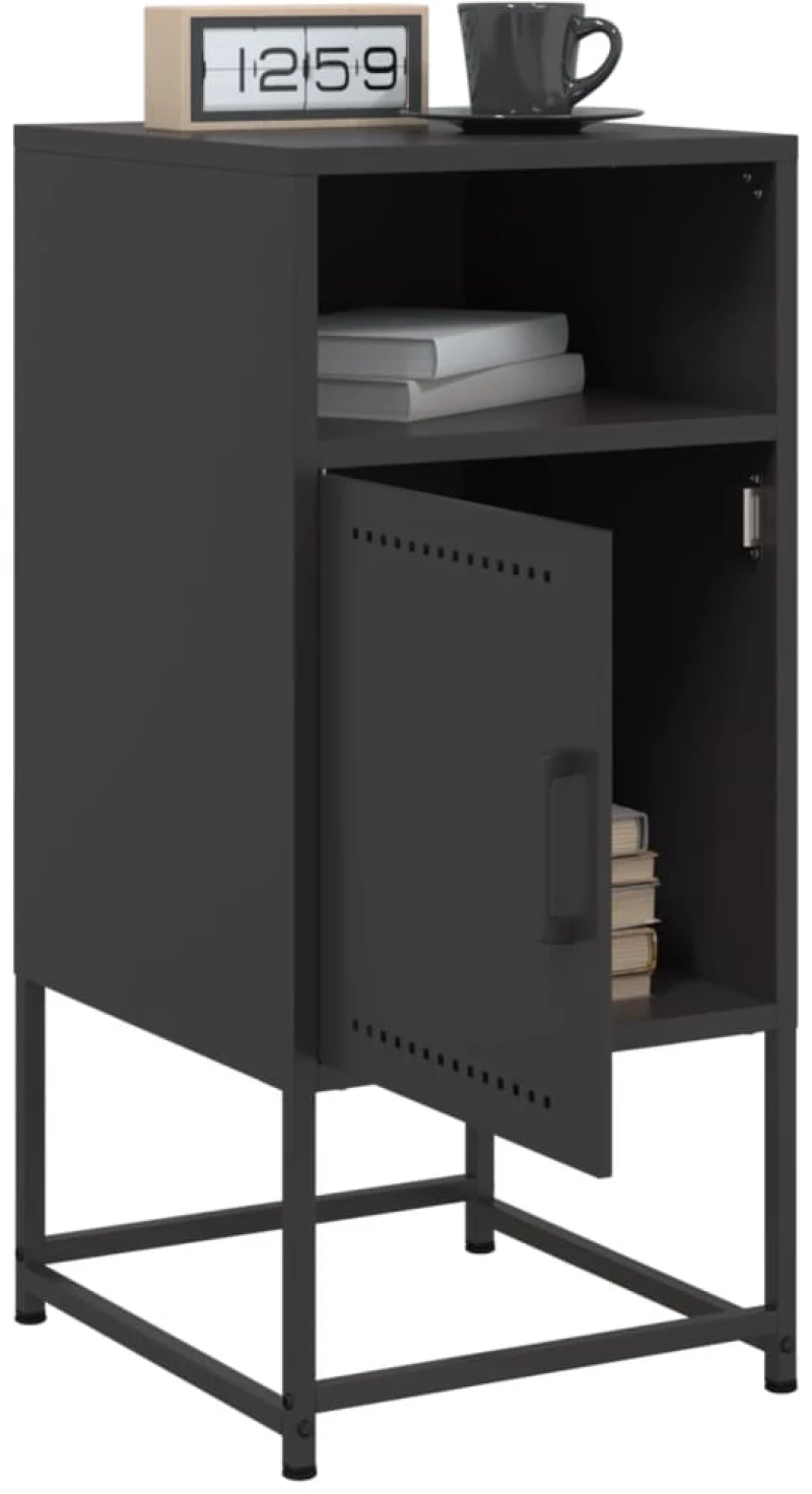 vidaXL Κομοδίνο Μαύρο 36x39x78 εκ. από Χάλυβα