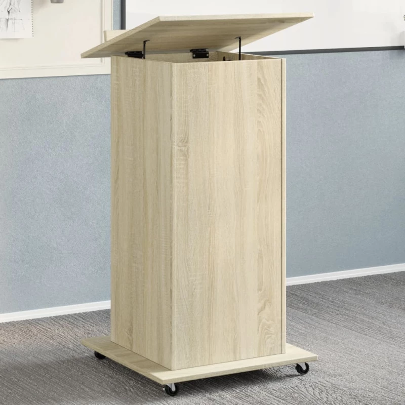 vidaXL Αναλόγιο με Ροδάκια & Συρτάρι Sonoma Δρυς 55x55x107εκ Επεξ Ξύλο
